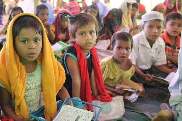 Rohingya children at a refugee camp in Bangladesh.