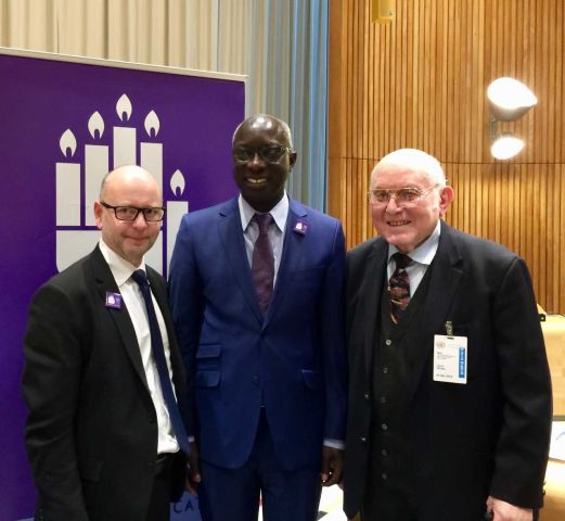 Pinchas Gutter (right) with Stephen Smith (left) and Adama Dieng (middle), the U.N. Special-Adviser on the Prevention of Genocide.